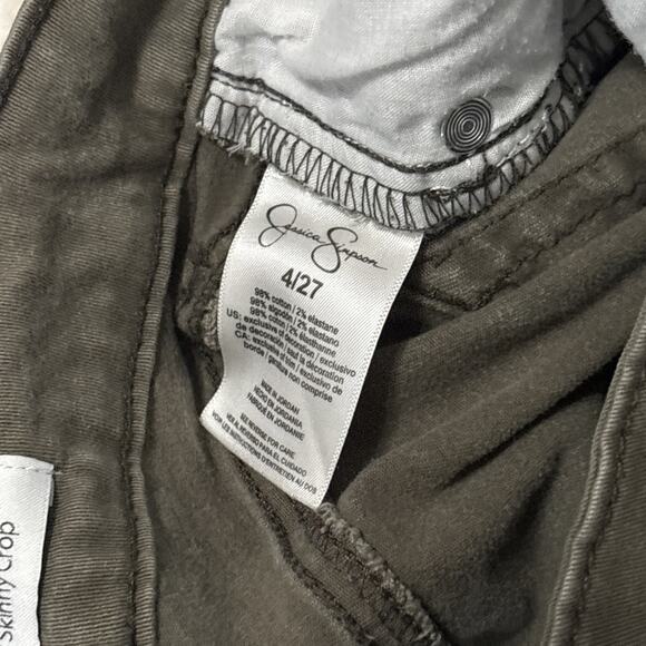 Jessica Simpson Skinny Crop Womens Size 4/27 Olive Green Denim Mid Rise Jeans - Picture 4 of 6
